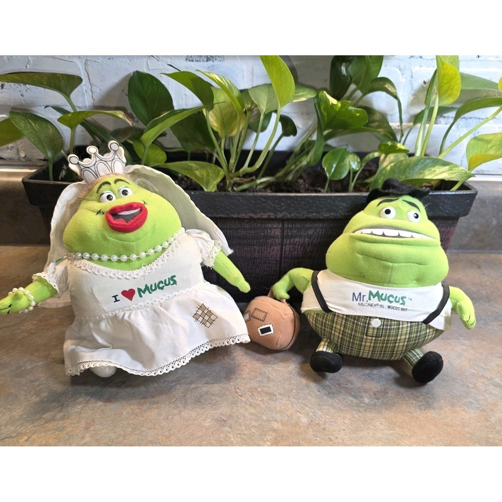 Mr. & Mrs. Mucus Bride & Groom Mucinex Advertisement Promo Plush Stuffed Toys